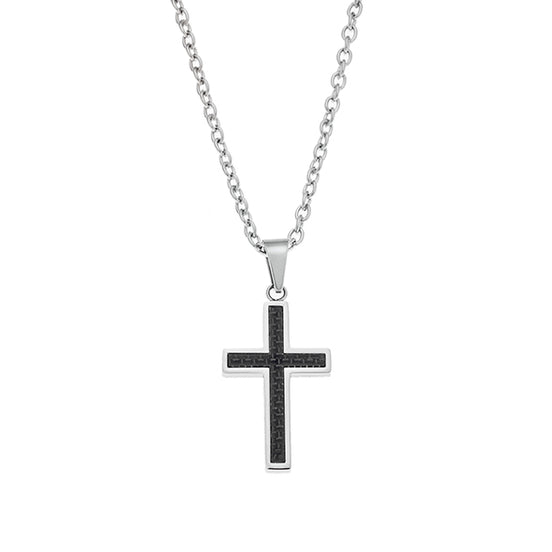 Silver and Black Cross Necklace
