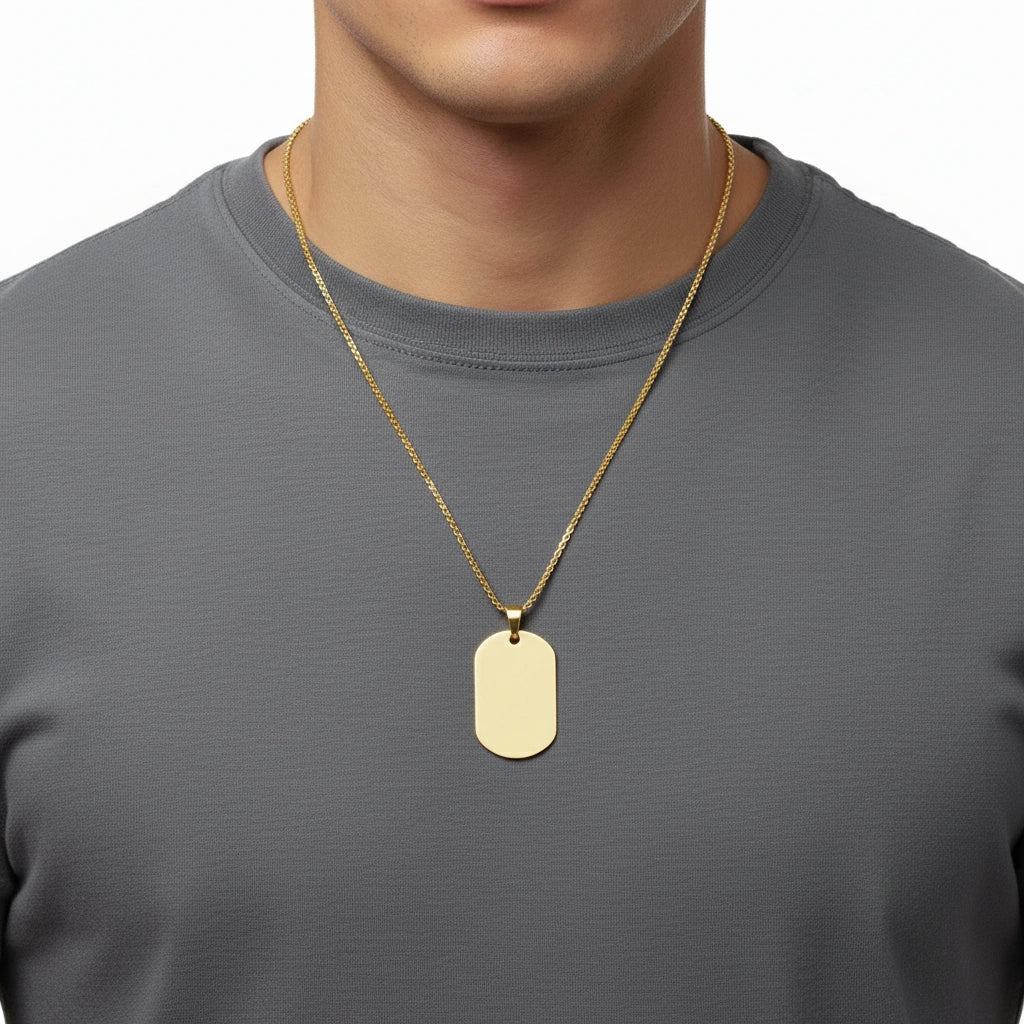 Men’s Gold Dog Tag Necklace