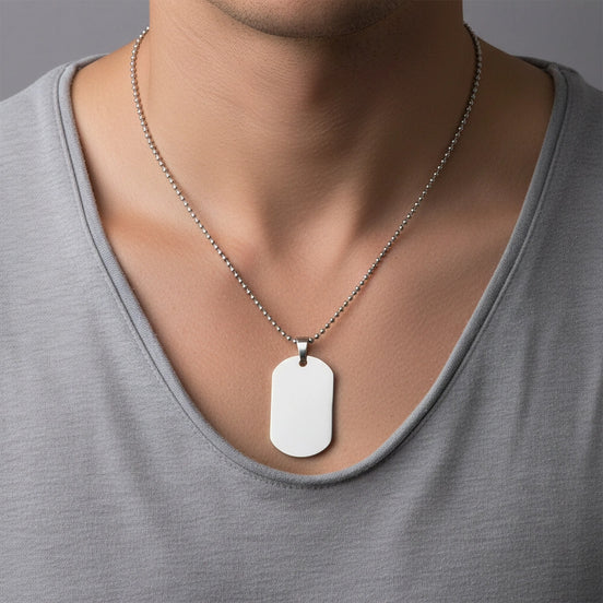 Men’s Silver Dog Tag Necklace