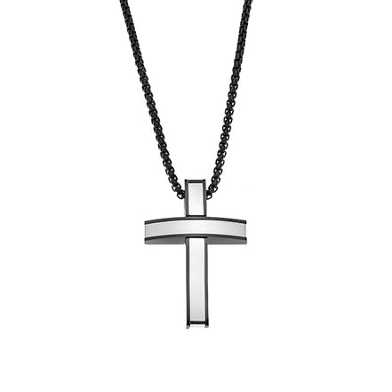 Black and Silver Modern Cross Necklace
