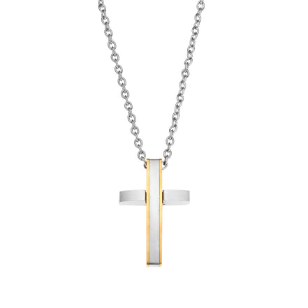 Two Tone Modern Cross Necklace