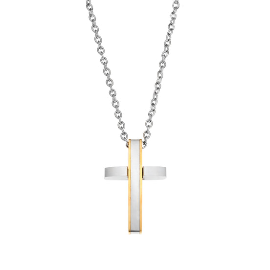 Two Tone Modern Cross Necklace