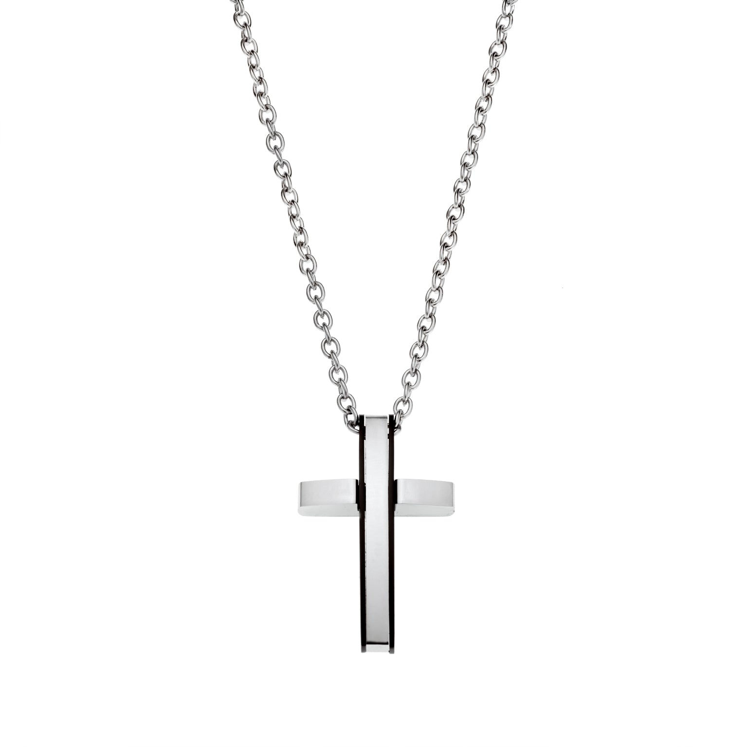 Modern Silver Cross Necklace