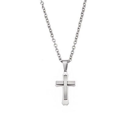 Polished Silver Cross Necklace