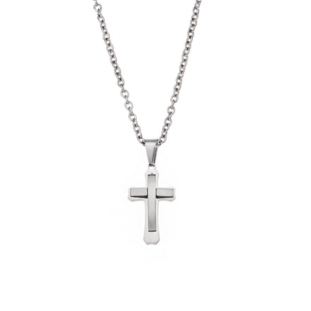 Halskette mit poliertem Silberkreuz