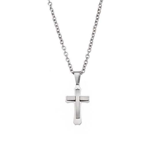 Polished Silver Cross Necklace
