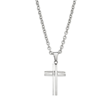 Modern Silver Cross Necklace
