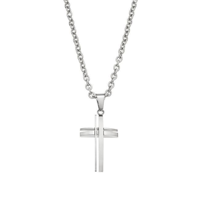 Modern Silver Cross Necklace