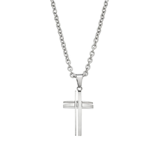 Modern Silver Cross Necklace