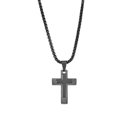 Black Minimal Cross Necklace