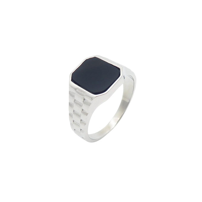 Black Detail Signet Ring