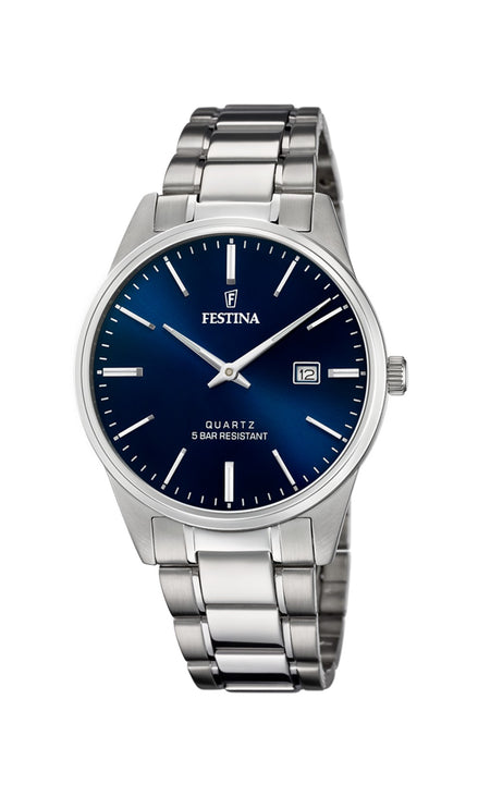FESTINA | Ανδρικό ρολόι Quartz με μπλε καντράν και μπρασελέ από ανοξείδωτο ατσάλι 