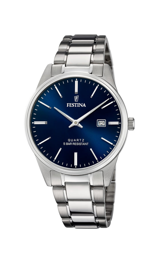 FESTINA | Men’s Quartz Watch with Blue Dial & Stainless Steel Bracelet