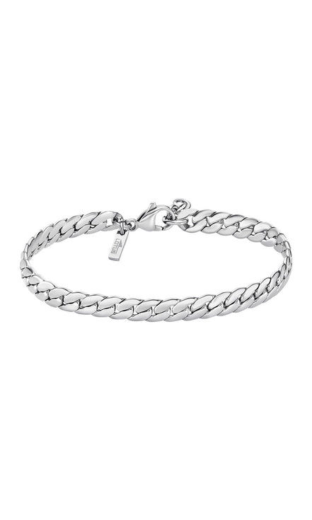LOTUS | Men’s Stainless Steel Curb Chain Bracelet – Silver