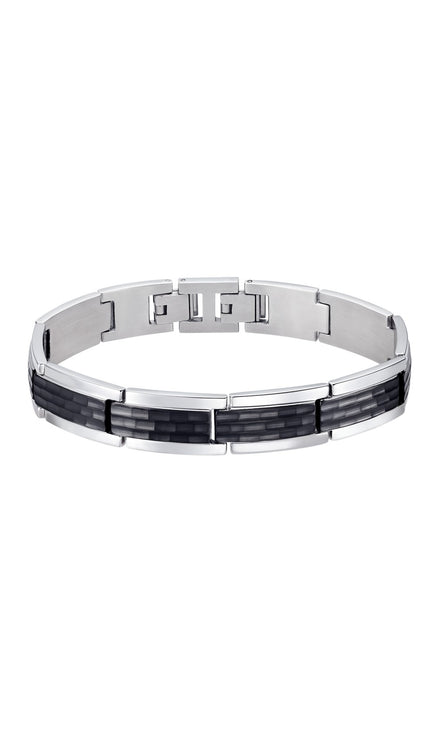 LOTUS | Herrenarmband aus Edelstahl mit schwarzem Karbon-Detail