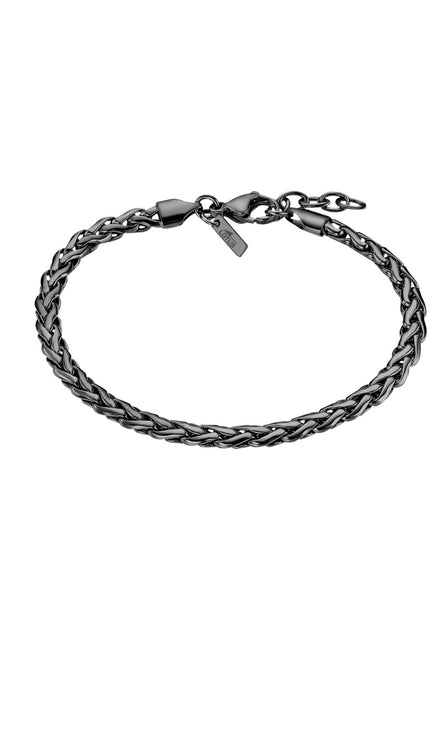 LOTUS | Men’s Stainless Steel Bracelet in Black Gunmetal with Woven Chain