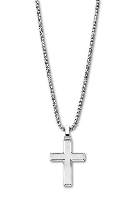 LOTUS | Herren Edelstahlkreuz mit Kette – Silber