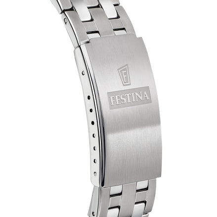 FESTINA | Ανδρικό Ρολόι Quartz με Πράσινο Καντράν, Ένδειξη Ημέρας/Ημερομηνίας και Μπρασελέ από Ανοξείδωτο Ατσάλι 