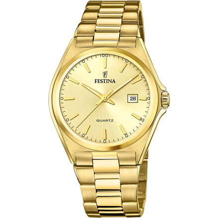 FESTINA | Ανδρικό ρολόι Quartz με χρυσό μπρασελέ και χρυσό καντράν