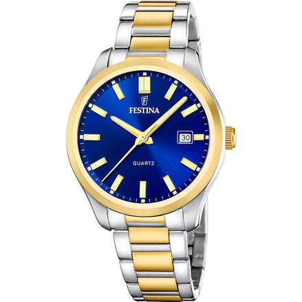 FESTINA | Ανδρικό δίχρωμο ρολόι χαλαζία με μπλε καντράν