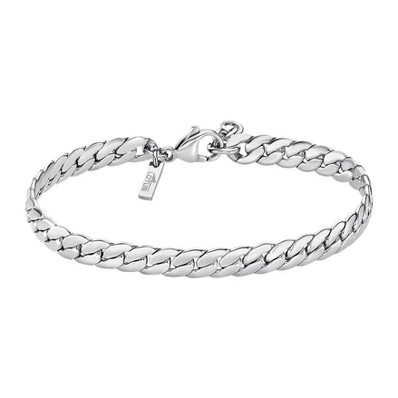 LOTUS | Herren-Armband aus Edelstahl mit Panzerkette – Silber