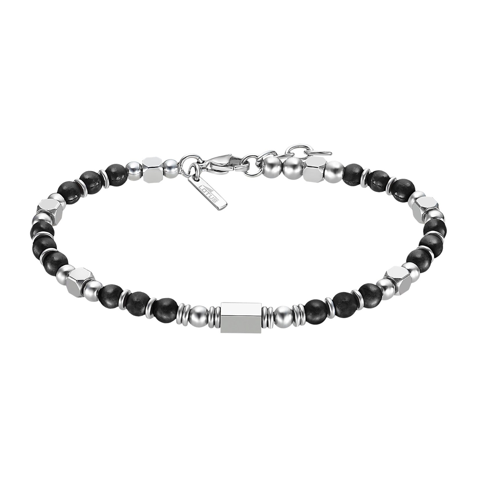 LOTUS | Men’s Bracelet with Black & Silver Stainless Steel Beads