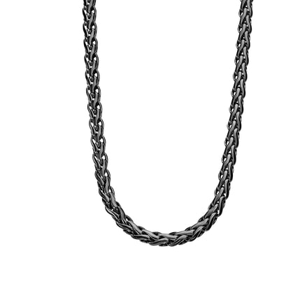 LOTUS | Herrenhalskette aus Edelstahl in Black Gunmetal mit geflochtener Kette