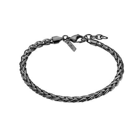 LOTUS | Men’s Stainless Steel Bracelet in Black Gunmetal with Woven Chain
