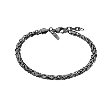 LOTUS | Herrenarmband aus Edelstahl in Schwarz-Gunmetal mit geflochtener Kette