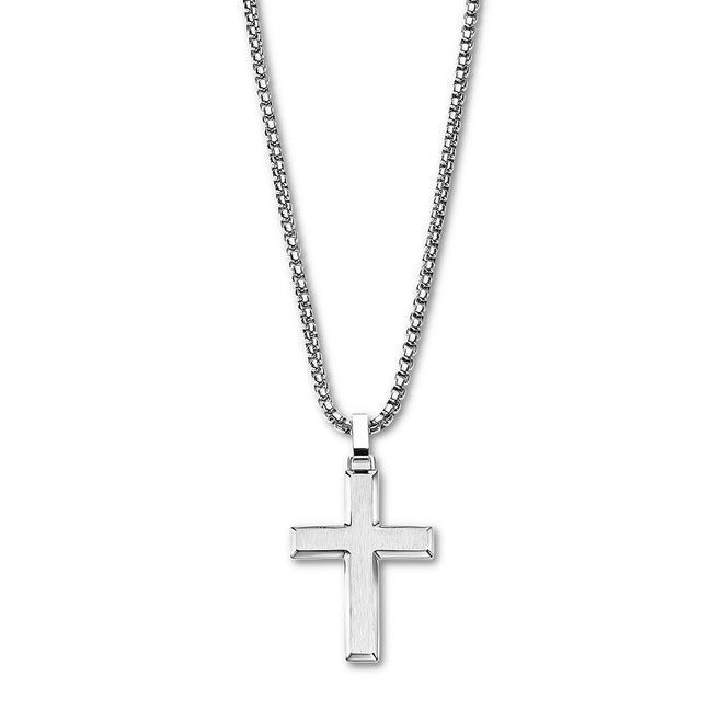 LOTUS | Men’s Stainless Steel Cross with Chain – Silver