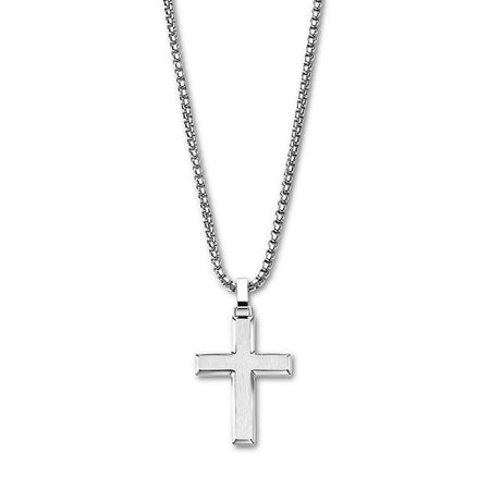 LOTUS | Herren Edelstahlkreuz mit Kette – Silber