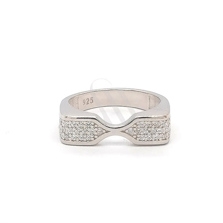 Sterling Silber Konturring mit Pavé-Fassung