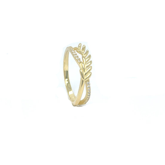 Gold-Tone Leaf Wrap Ring in Sterling Silver