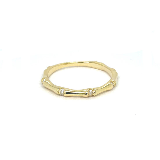 Gold-Tone Bamboo Band Ring in Sterling Silver