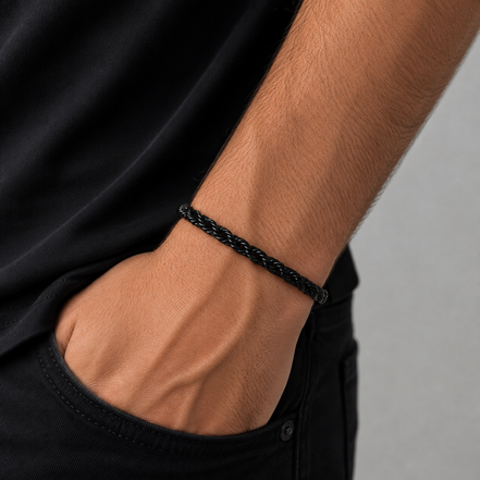 Men's Black Twisted Chain Bracelet