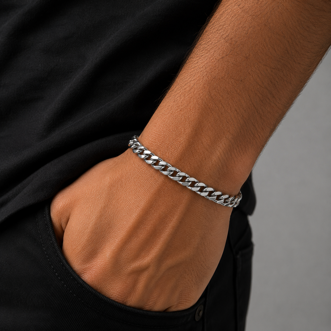 Herren-Cuban-Gliederarmband aus Edelstahl