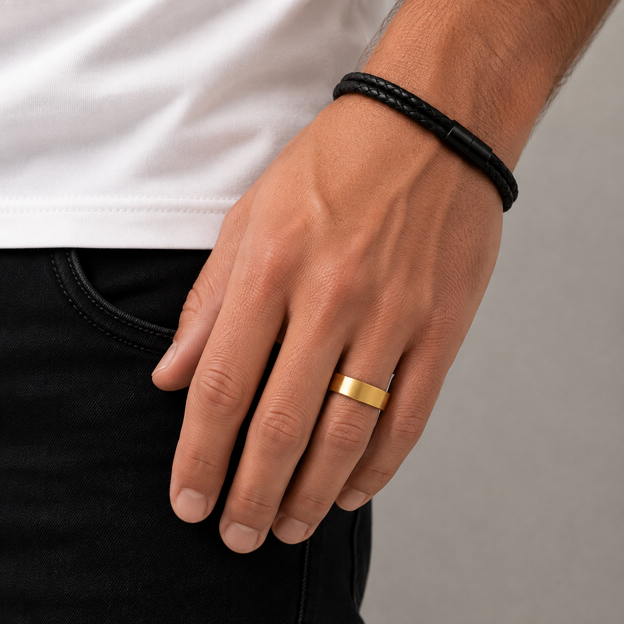 Brushed Gold Band Ring